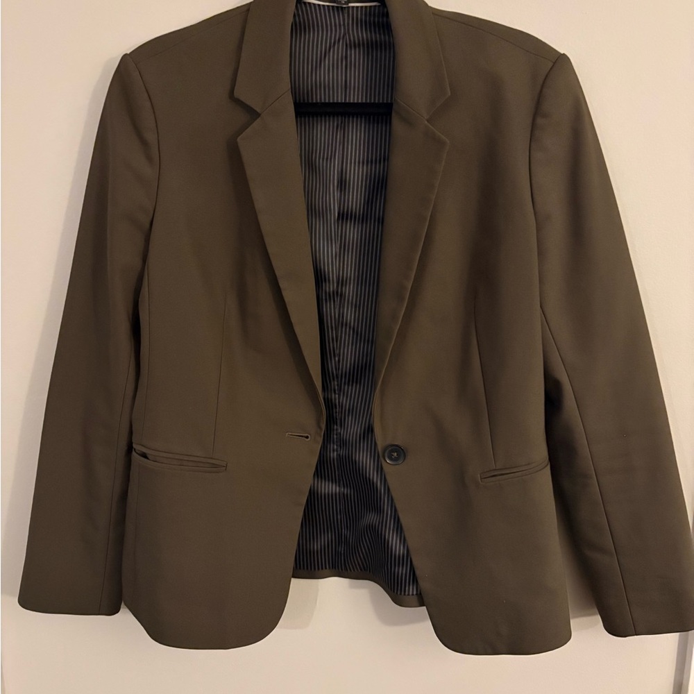 Express Blazer Olive Green Brown Size 10 - Picture 3 of 11
